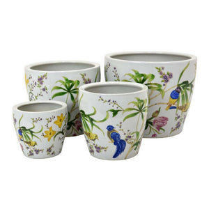 English Elm Garden Glazed Ceramic Planter Ribbed Sculptural Design for Patio or Indoor Tabletop B056P416938