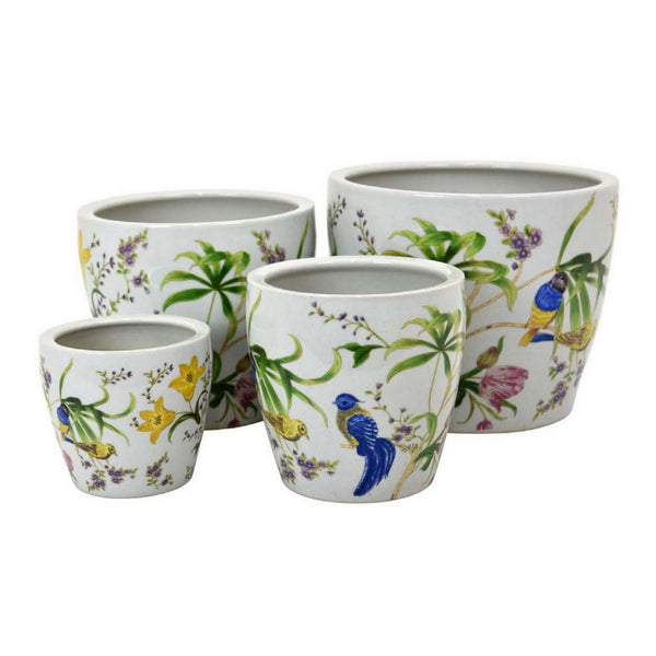 English Elm Garden Glazed Ceramic Planter Ribbed Sculptural Design for Patio or Indoor Tabletop B056P416938