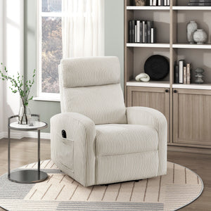 English Elm Contemporary Power Lift Chair Recliner with Plush Corduroy, Foam-Over-Coil Support & Side Pocket Beige 31 L x 29 W x 24 H B011P395829