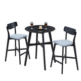 3-Piece Modern Round Bar Table Set with High Top Stools, Black - Ideal for Kitchen, Restaurant, Cocktail Bar