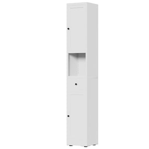 English Elm 71 Inch Narrow Steel Storage Cabinet 5 Tier with Doors Adjustable Shelves White T2398P442671