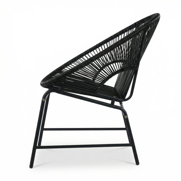 English Elm Nusa Outdoor Pe Rattan Patio Chairs with Iron Frame Airy Oval Weave Set of 2 Black N775P422987B