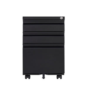 English Elm 3-drawer Rolling Steel File Cabinet Fully Assembled with Lock and Pen Tray for Office Black T3625P495548
