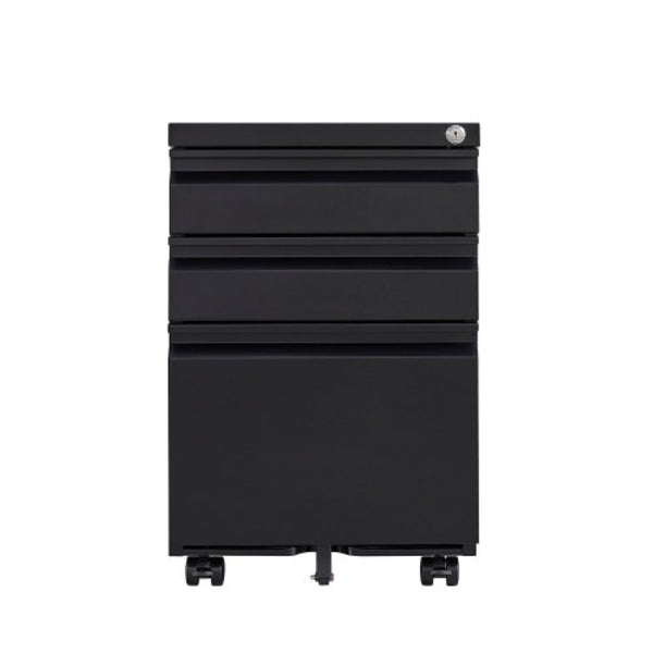 English Elm 3-drawer Rolling Steel File Cabinet Fully Assembled with Lock and Pen Tray for Office Black T3625P495548