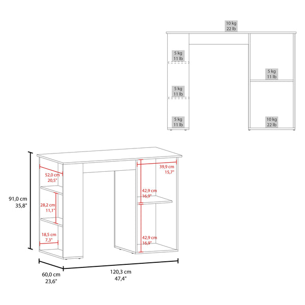 English Elm Alder Bar Kitchen Island with Hidden Storage Shelf, White & Macadamia Finish, Compact Durable Design B092P309169
