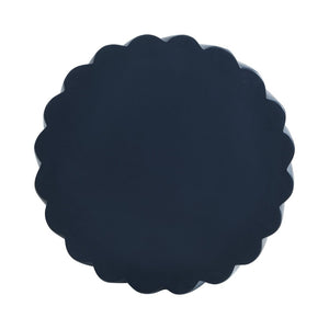 English Elm Modern Fluted Mgo Outdoor Accent Stool Weather Resistant Patio Navy Sculptural Table N770P396700N