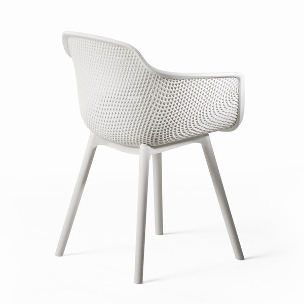 English Elm Christopher Knight Home® - LOTUS modern outdoor dining chair with weather-resistant polypropylene, perforated diamond pattern comfort and stability White 23.5 L x 23.5 W x 22.5 H 69068.00