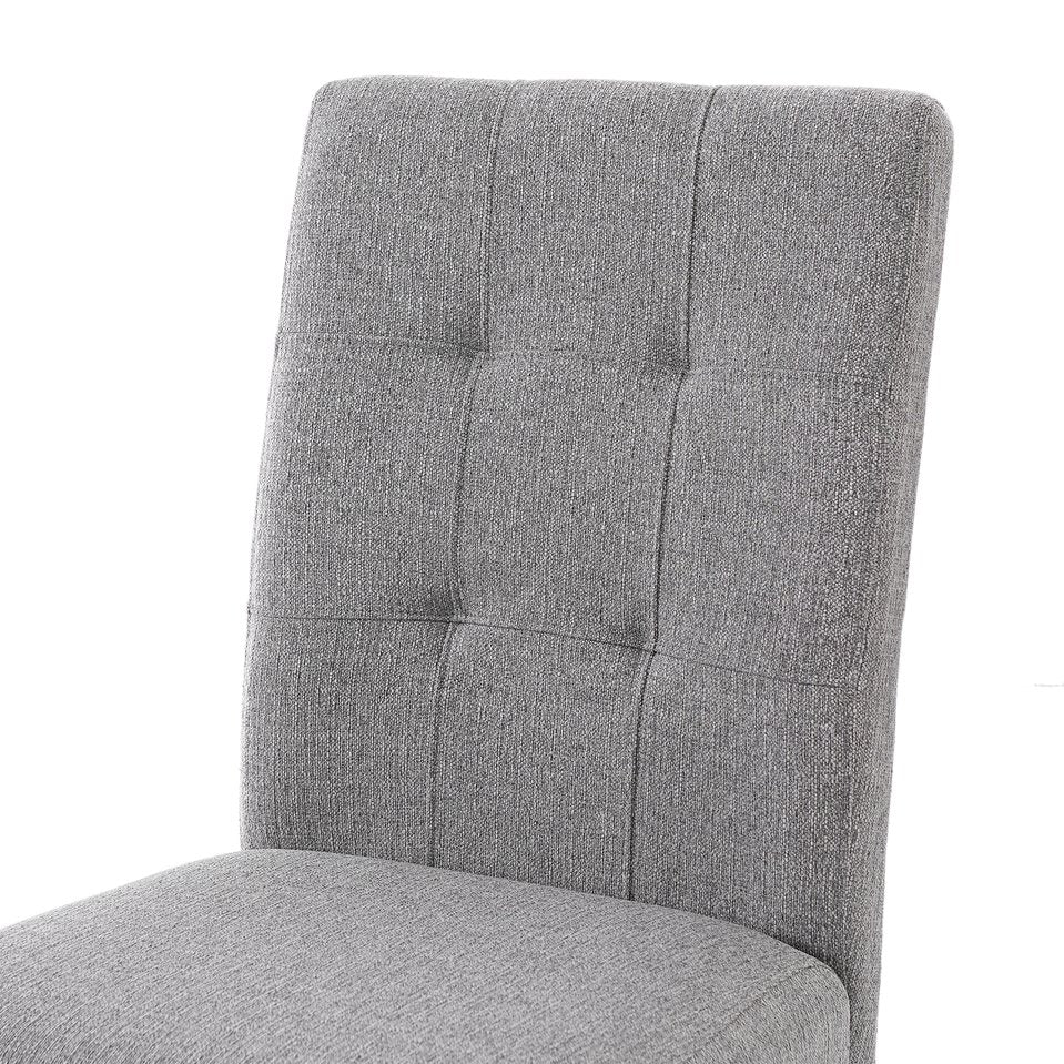 English Elm 4 Piece Modern Tufted Dining Chair Set with Rustic Linen Upholstery, Black Rubber Wood Legs, Durable Comfort and 250 lb Capacity Gray N752P317334E