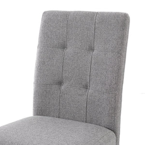 English Elm 4 Piece Modern Tufted Dining Chair Set with Rustic Linen Upholstery, Black Rubber Wood Legs, Durable Comfort and 250 lb Capacity Gray N752P317334E