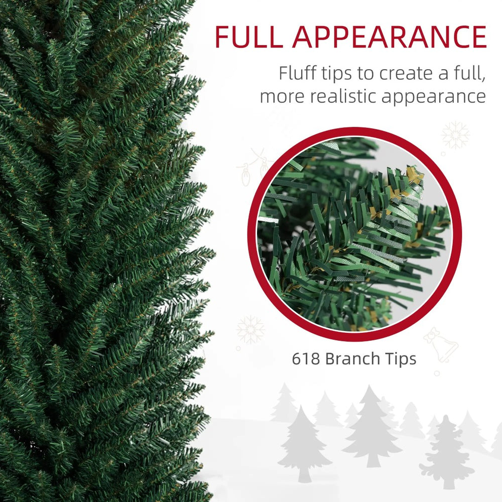 English Elm 7ft Matte Black Pencil Christmas Tree with 250 Warm Led Lights for Small Spaces T3971P400969