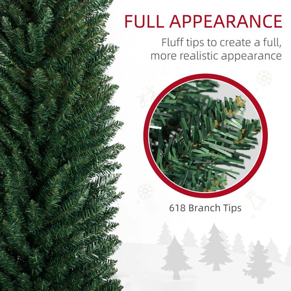 English Elm 7ft Matte Black Pencil Christmas Tree with 250 Warm Led Lights for Small Spaces T3971P400969