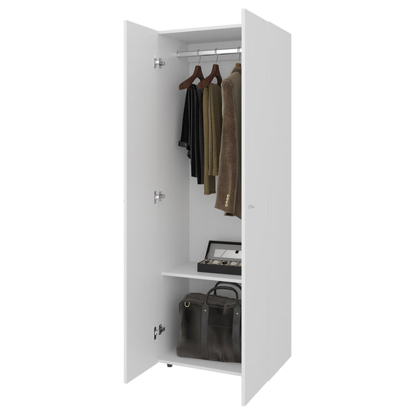 English Elm Armoire 66.9" H - Stylish White Storage Solution With 2 Doors & 2 Shelves For Compact Bedrooms B097P395870