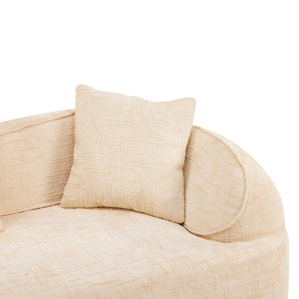 English Elm Beige Curved Compressed Sofa — Nordic Minimalist Foam & Spring Design, Soft Upholstery, Easy Setup W3612S00012