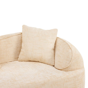 English Elm Beige Curved Compressed Sofa — Nordic Minimalist Foam & Spring Design, Soft Upholstery, Easy Setup W3612S00012