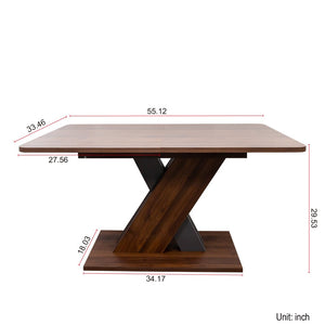 English Elm Multifunctional Extendable Console Dining Table with Geometric X Base Melamine Top W331S00179