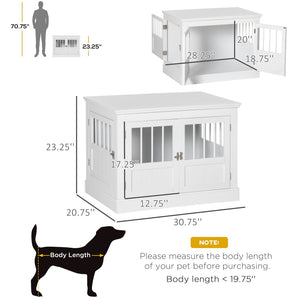 English Elm Pawhut Wooden Dog Crate End Table with Triple Doors for Small Breeds Indoor Use W2225P229092