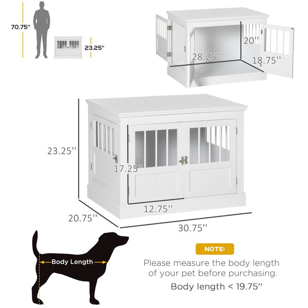English Elm Pawhut Wooden Dog Crate End Table with Triple Doors for Small Breeds Indoor Use W2225P229092