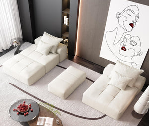 English Elm Modern Oversized Modular Sectional Sofa With Soft Chenille Fabric, Customizable Layout & 4 Pillows W1885S00057