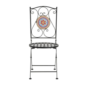 English Elm Christopher Knight Home® - Lambert Outdoor Chat Set Black & Red - Ornate Water-Shedding Ceramic Tile Seats, Iron Frame Patio Elegance N775P215527B