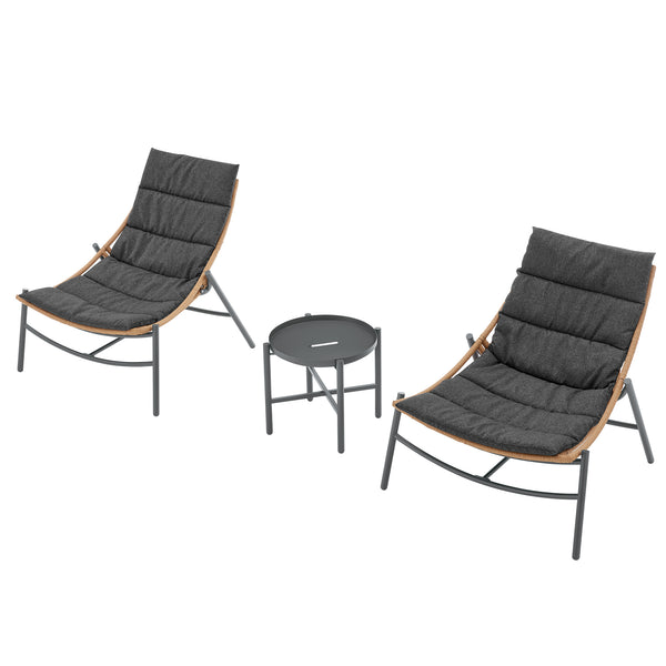 English Elm Sunset 3-Piece Conversation Set with Removable Zippered Cushions, Waterproof UV Fabric, Rust‑Resist Grey B365P397649