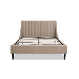 English Elm Aspen Vertical Tufted Modern Headboard Platform Bed Set, Queen, Mink Beige Performance Velvet