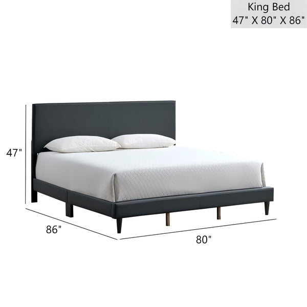 English Elm Baron Full Bed Frame with Faux Leather Upholstery, Slat Support, Adjustable Headboard Height, Fits 7–13" Black 26.37 L x 82 W x 7.28 H B078P380165