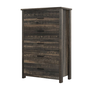 English Elm 4PCS Queen Bedroom Set with Storage Headboard & Built‑In Charging Station, 2 Nightstands, Dresser Antique Gray 54.25 L x 18.75 W x 9.25 H N733S307937A