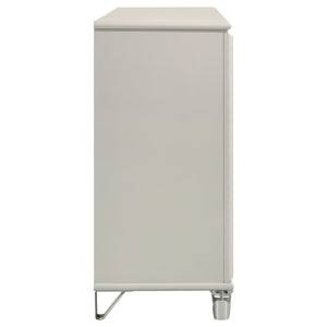 English Elm Gwendolyn Pearl White 6-Drawer Dresser Cabinet with Diamond Star Drawers, Jewelry Tray & Acrylic Legs B062P375502