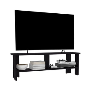 English Elm Tv Stand - Modern Black Engineered Wood Unit With 2 Shelves For Organized Media And Stylish Storage B097P296802-GIGA