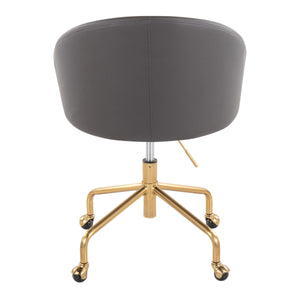 English Elm Claire Gold Faux Leather Task Chair — Glam Contemporary Swivel with Padded Back, Adjustable Height, Casters B202P223892