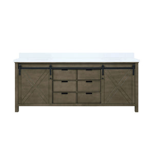 English Elm Rustic Brown Double Bath Vanity 80" W X 22" D With Durable Cultured Marble Top & Ample Storage Solutions B2731P260164-GIGA