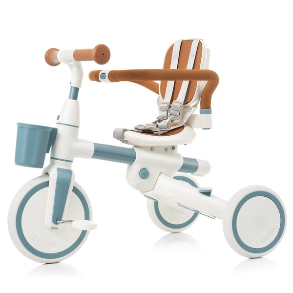 English Elm 7 in 1 Convertible Toddler Tricycle Aluminum Frame Push Trike with Rotating Seat Canopy Blue N726P300636C