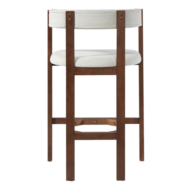 English Elm Bar Stools Set of 2 Rubberwood Barrel Back Counter Height Kitchen Island Seating Beige N771P375076D