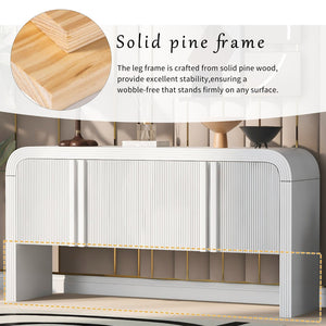 English Elm U_style Wave Door Pine Console Table Sculptural Storage for Entryway or Sofa N711P415846K