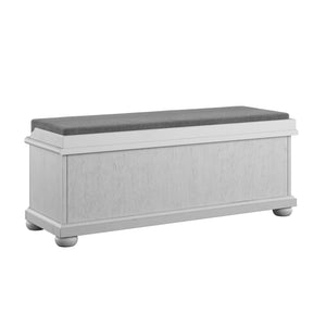 English Elm Wallace & Bay - Gray Storage Bench with Oyster Shell Coastal Style, Solid Wood, 48" Seat, Hidden Storage, Easy Care B2709P212314