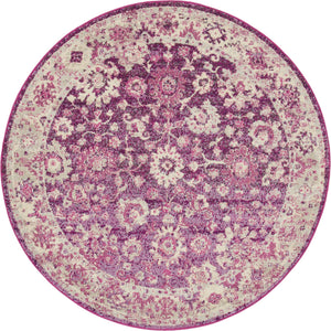 Unique Loom Penrose Krystle Machine Made Floral Rug Purple, Ivory/Pink 6' 1" x 6' 1"