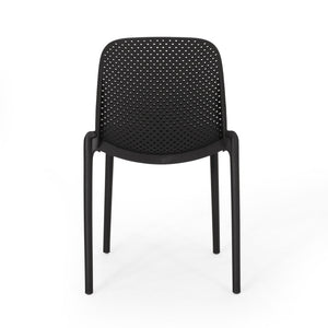 English Elm Christopher Knight Home® - IVY Outdoor Dining Chair with Weather-Resistant Polypropylene, Perforated Modern Design & Durable Frame Black 33.5 L x 23.5 W x 20.3 H 68520.00BLK