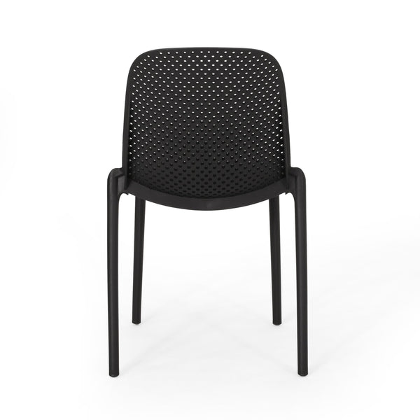English Elm Christopher Knight Home® - IVY Outdoor Dining Chair with Weather-Resistant Polypropylene, Perforated Modern Design & Durable Frame Black 33.5 L x 23.5 W x 20.3 H 68520.00BLK