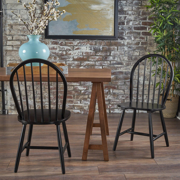 English Elm Christopher Knight Home® - 36 Countryhouse Spindle Back Dining Chair 36in High Back Farmhouse Style Durable Rubberwood Seat Black 56487.00BLK
