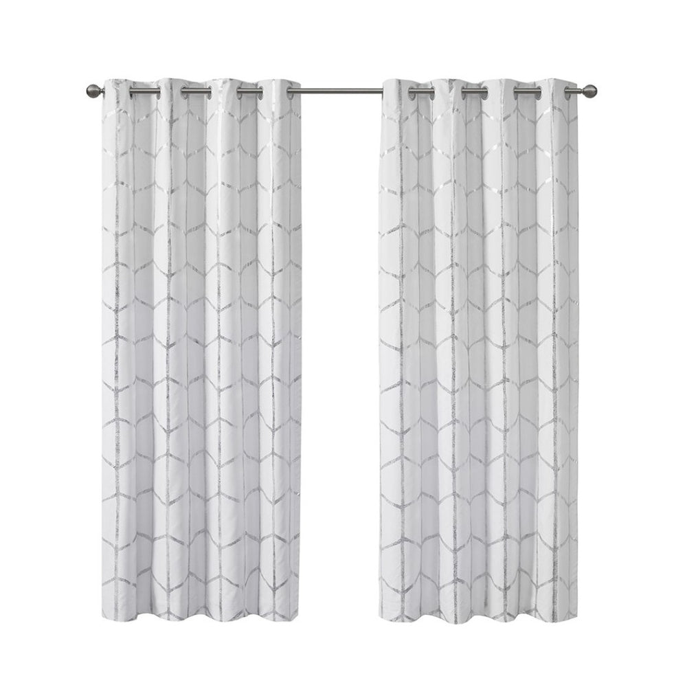 English Elm Total Blackout Metallic Print Grommet Curtain Panel - Stylish Insulation & Light Control Upgrade B03596335-GIGA