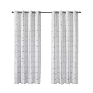 English Elm Total Blackout Metallic Print Grommet Curtain Panel - Stylish Insulation & Light Control Upgrade B03596335-GIGA