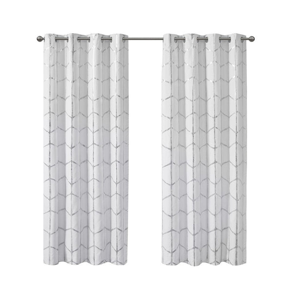 English Elm Total Blackout Metallic Print Grommet Curtain Panel - Stylish Insulation & Light Control Upgrade B03596335-GIGA