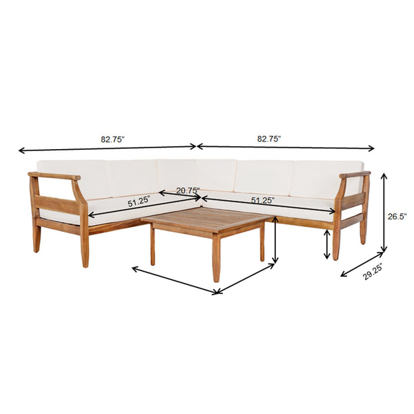 English Elm Christopher Knight Home® - ASTON Acacia Wood 4-Piece Outdoor Sofa Set with Removable Beige Cushions, Slatted Design, Durable N773OS00014B