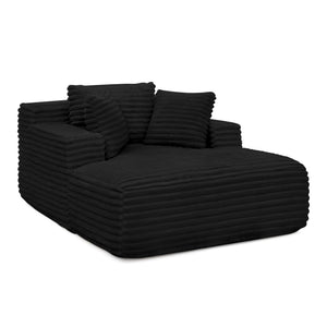 English Elm Living Compressed Chaise Lounge Foam Sofa Bed with Plush Corduroy Upholstery, Deep Seat Cloud Comfort Black W1413P298040