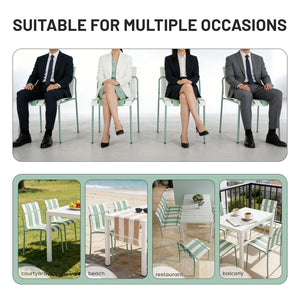 English Elm Summer Outdoor Dining Set Stackable Pp Chairs Round Table Uv Resistant Patio Cream White,Haze Green,White W3450S00115