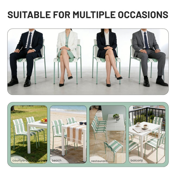 English Elm Summer 5 Piece Outdoor Dining Set Waterproof Pp Stackable Chairs Rust Proof Metal Legs W3450S00114