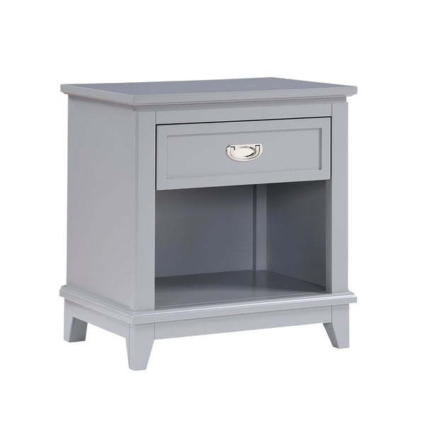 English Elm Gray Nightstand with Drawer & Open Shelf, Dovetail Construction, Nickel Ring Pulls, Ready-to-Use B011P365521