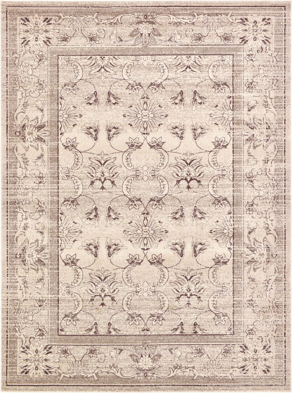 Unique Loom La Jolla Botanica Machine Made Floral Rug Ivory, Beige/Ivory/Light Brown 7' 10" x 11' 0"