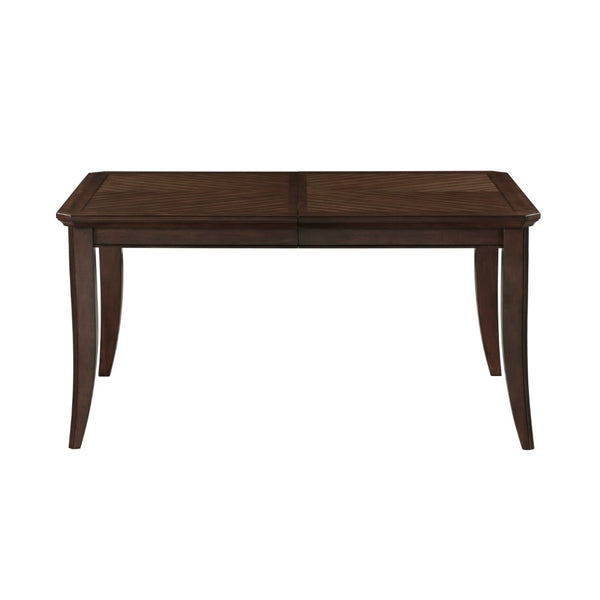 English Elm Traditional Cherry Finish Extendable Dining Table with Dark Walnut Inlay Seats Eight B011P450615