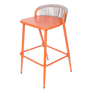 English Elm Christopher Knight Home® - Outdoor 29" Seat Height Aluminum Barstools with Rope Scallop Backrest, Rust-Resistant Patio Set Orange N772P247736O
